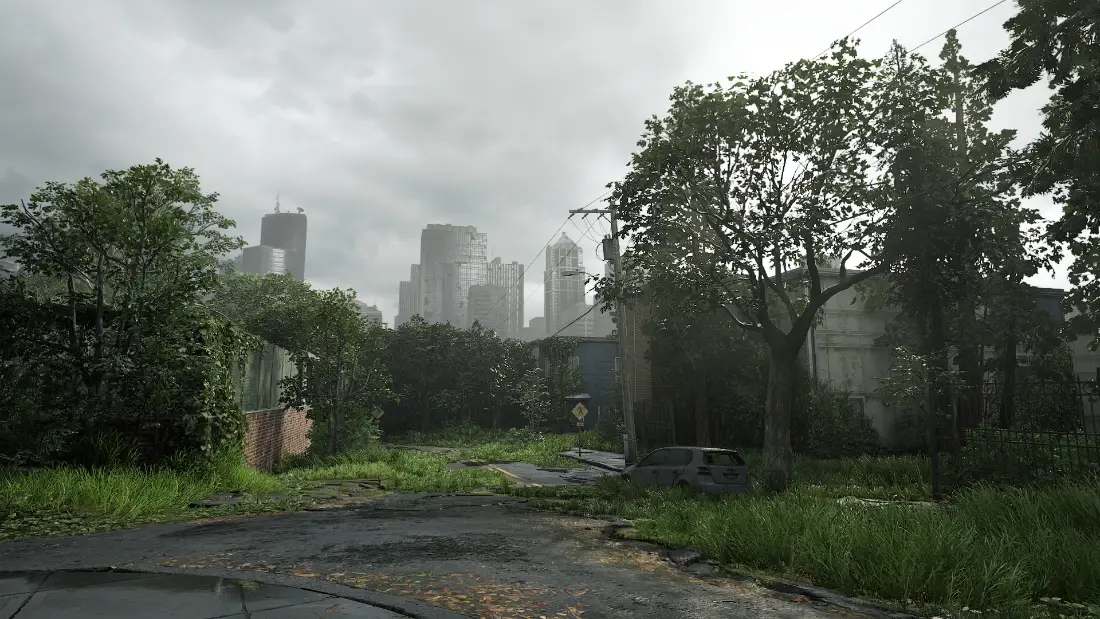 2k末日森林废墟壁纸｜城市废墟背景图片 - 阴天风景「哲风壁纸」