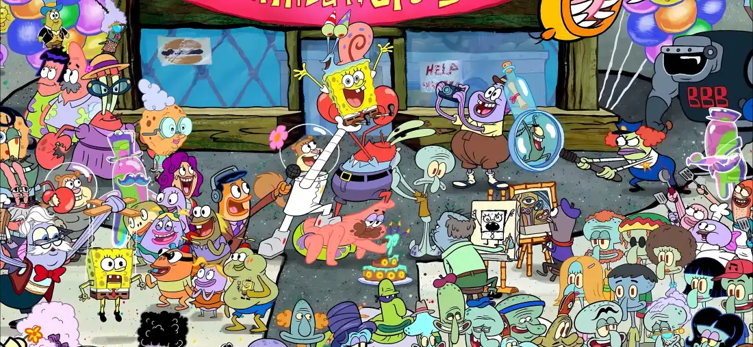 5k海绵宝宝卡通壁纸｜蟹堡王 - 角色群像「哲风壁纸」