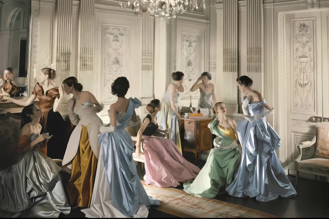 2k油画风宫廷女士壁纸｜宫殿背景 - 复古礼服聚会「哲风壁纸」