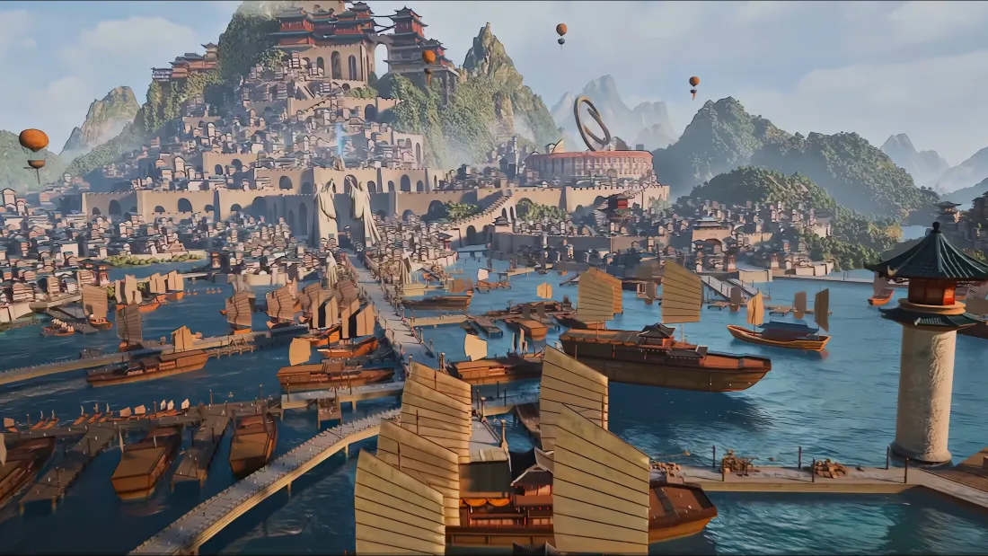 4k凡人修仙传壁纸｜古风港口背景 - 山水船只「哲风壁纸」
