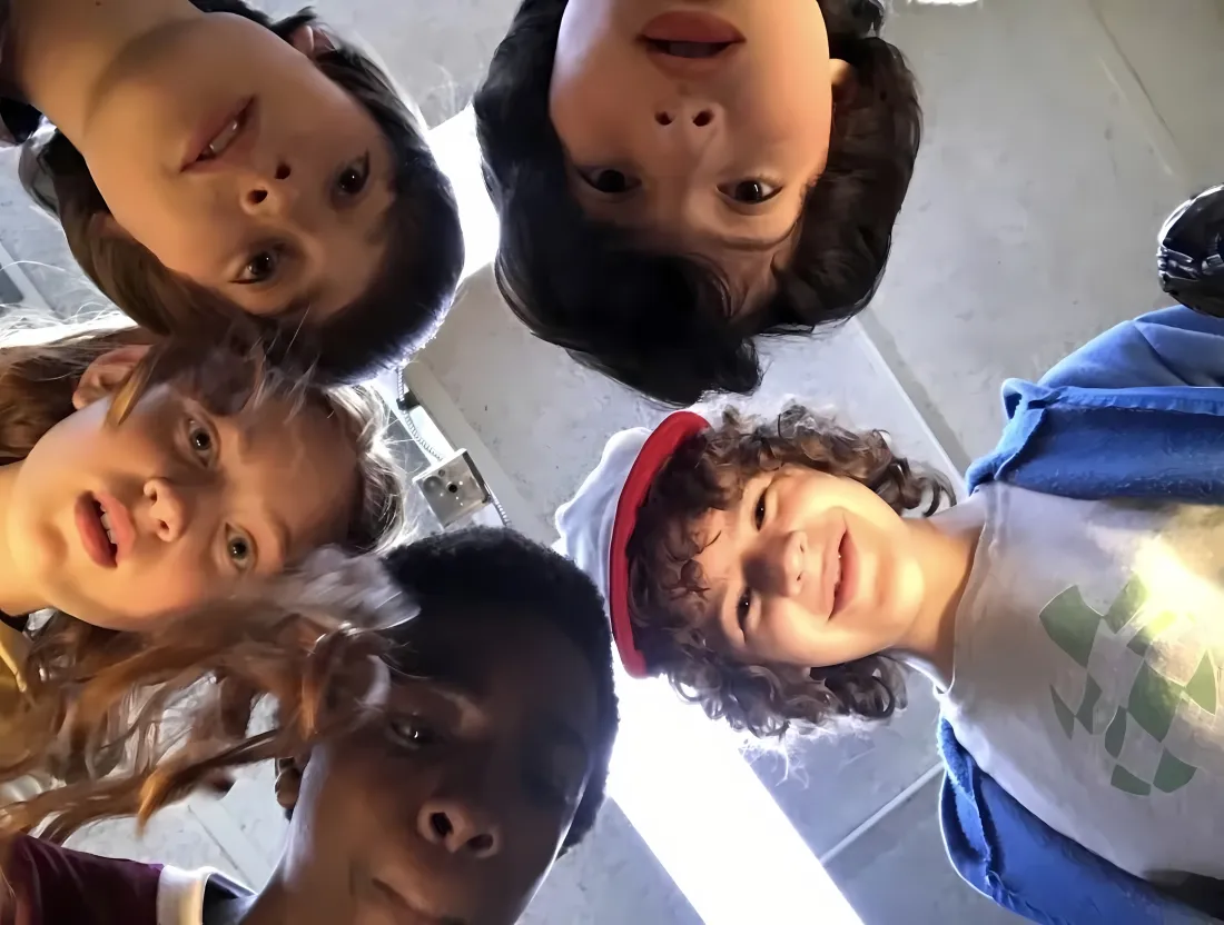 3k奇怪物语角色仰拍壁纸｜美剧背景 - 孩子群像「哲风壁纸」