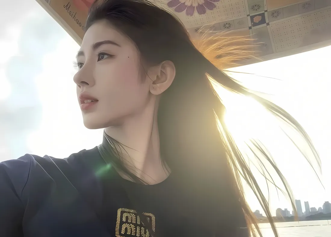 2k鞠婧祎户外自拍壁纸｜阳光城市背景 - 长发「哲风壁纸」