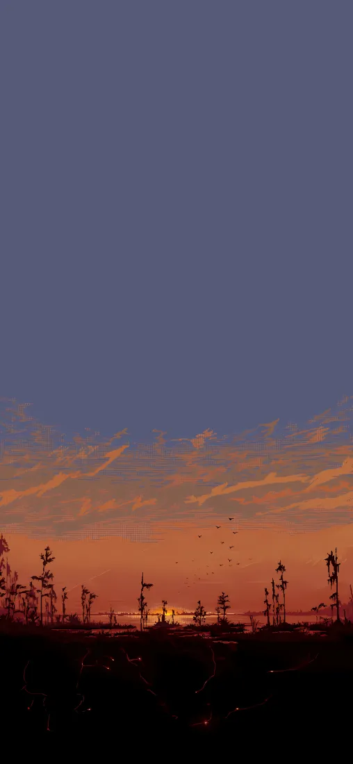 晚霞树木手机壁纸｜黄昏风景背景图片 - 简约「哲风壁纸」