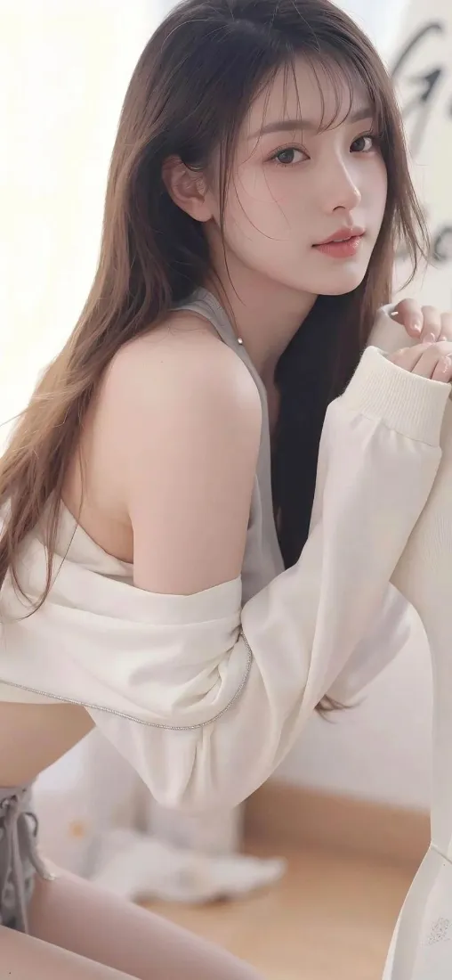 白衣美女手机壁纸｜室内背景 - 清新迷人「哲风壁纸」