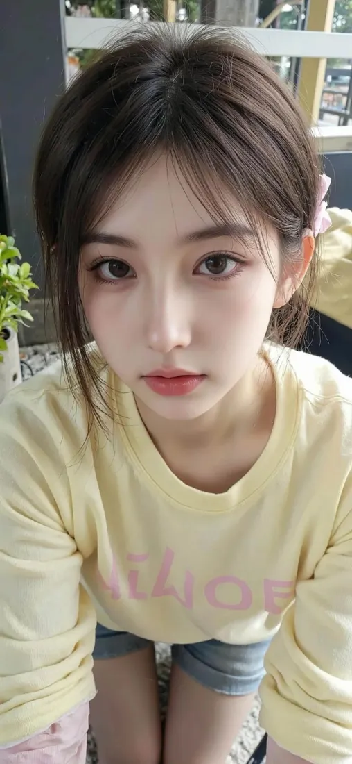 美女手机壁纸｜黄色上衣背景 - 清新「哲风壁纸」