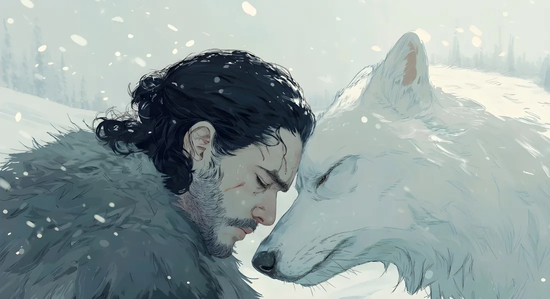 3k权力的游戏琼恩·雪诺白灵壁纸｜雪地 - 2K「哲风壁纸」