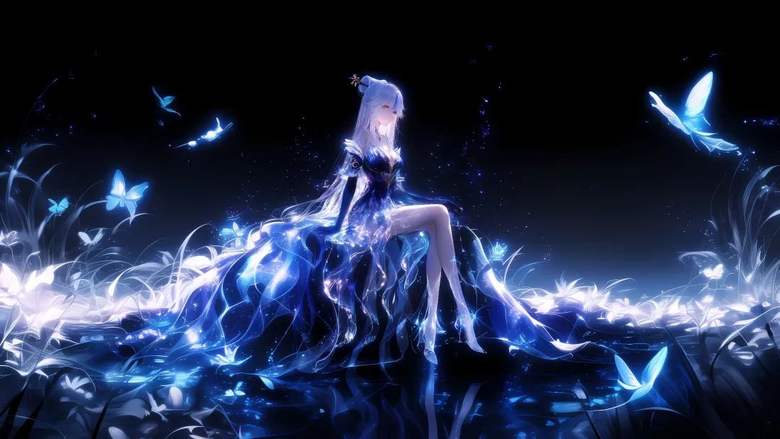 4k凝光原神壁纸｜蓝荧蝶背景 - 荧光蝶舞「哲风壁纸」