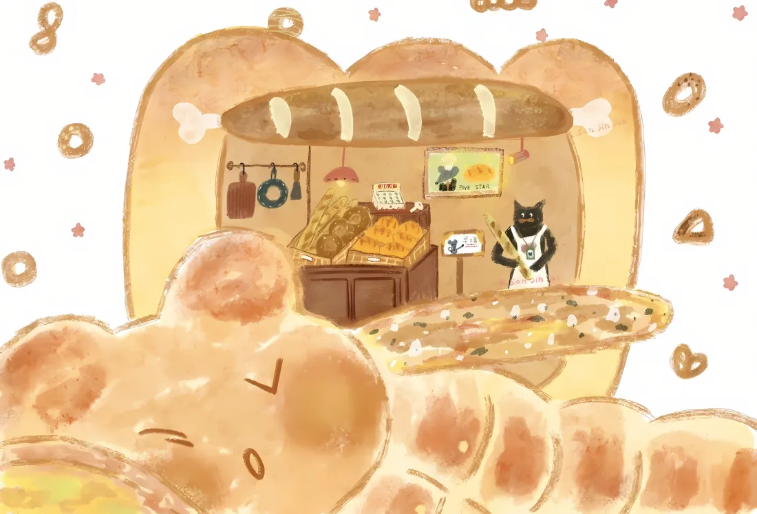 2k面包娃娃壁纸｜卡通面包店背景 - 可爱「哲风壁纸」