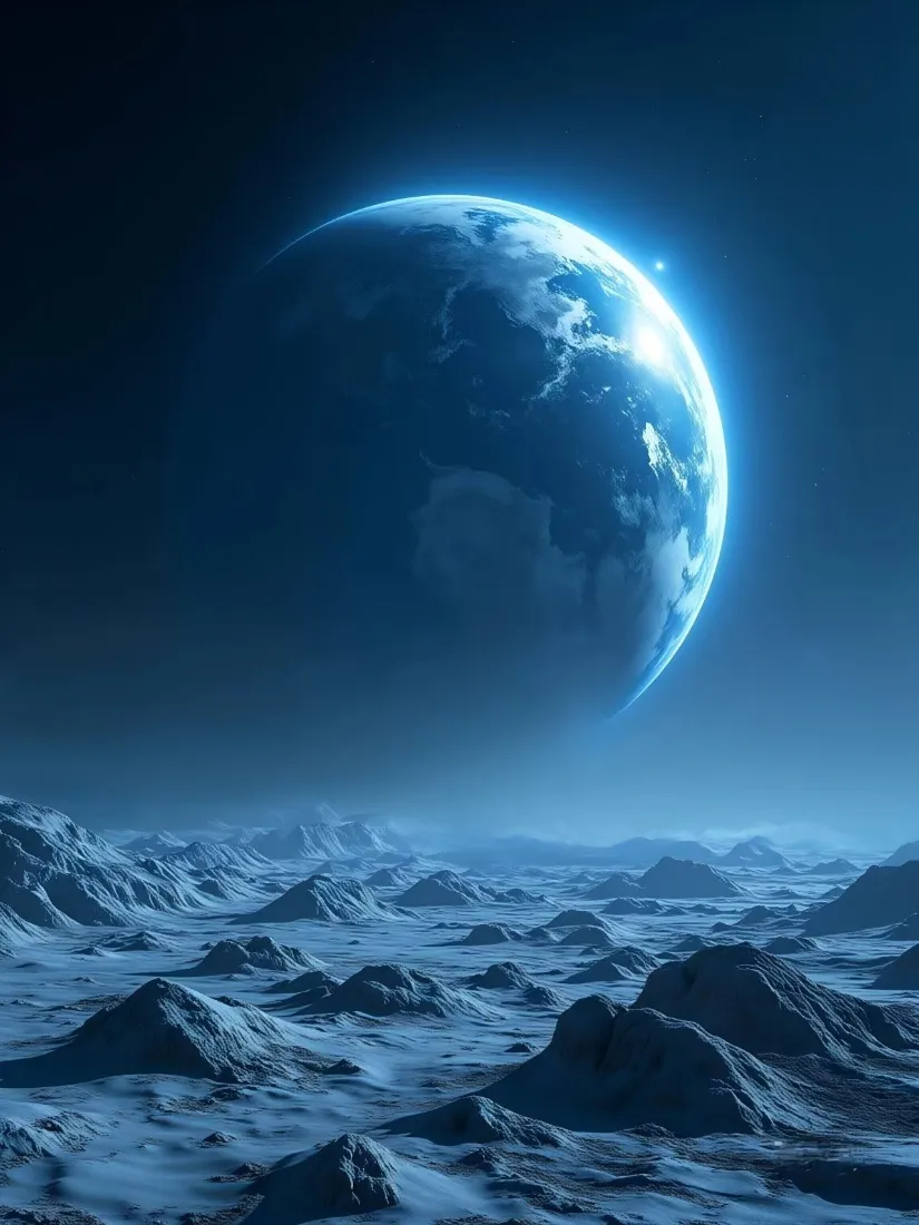 地球太空冰封地貌手机壁纸｜科幻背景 - 超现实冷寂「哲风壁纸」