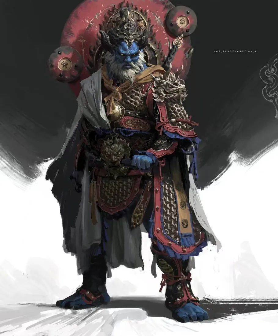 黑神话悟空四大天王手机壁纸｜蓝肤盔甲 - 游戏「哲风壁纸」