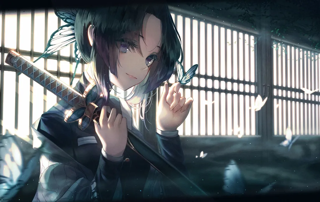 2k鬼滅之劍蝶刃高清水壁紙｜日式格窗 - 輪刃「哲风壁纸」