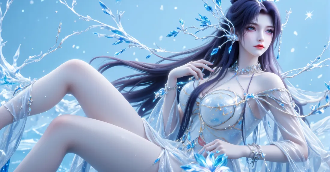 7k云望舒壁纸｜冰蓝花境 - 云深不知梦「哲风壁纸」