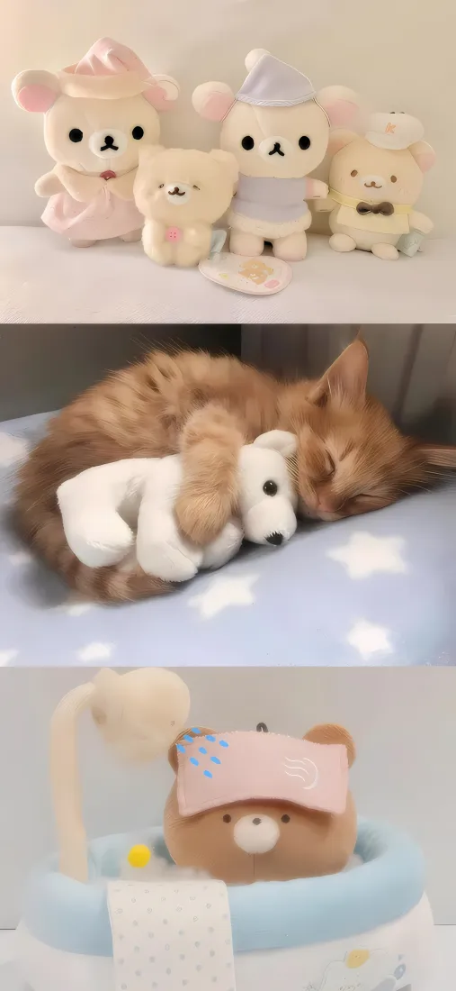 小猫自嘲熊手机壁纸｜ins风可爱背景 - 治愈玩偶「哲风壁纸」