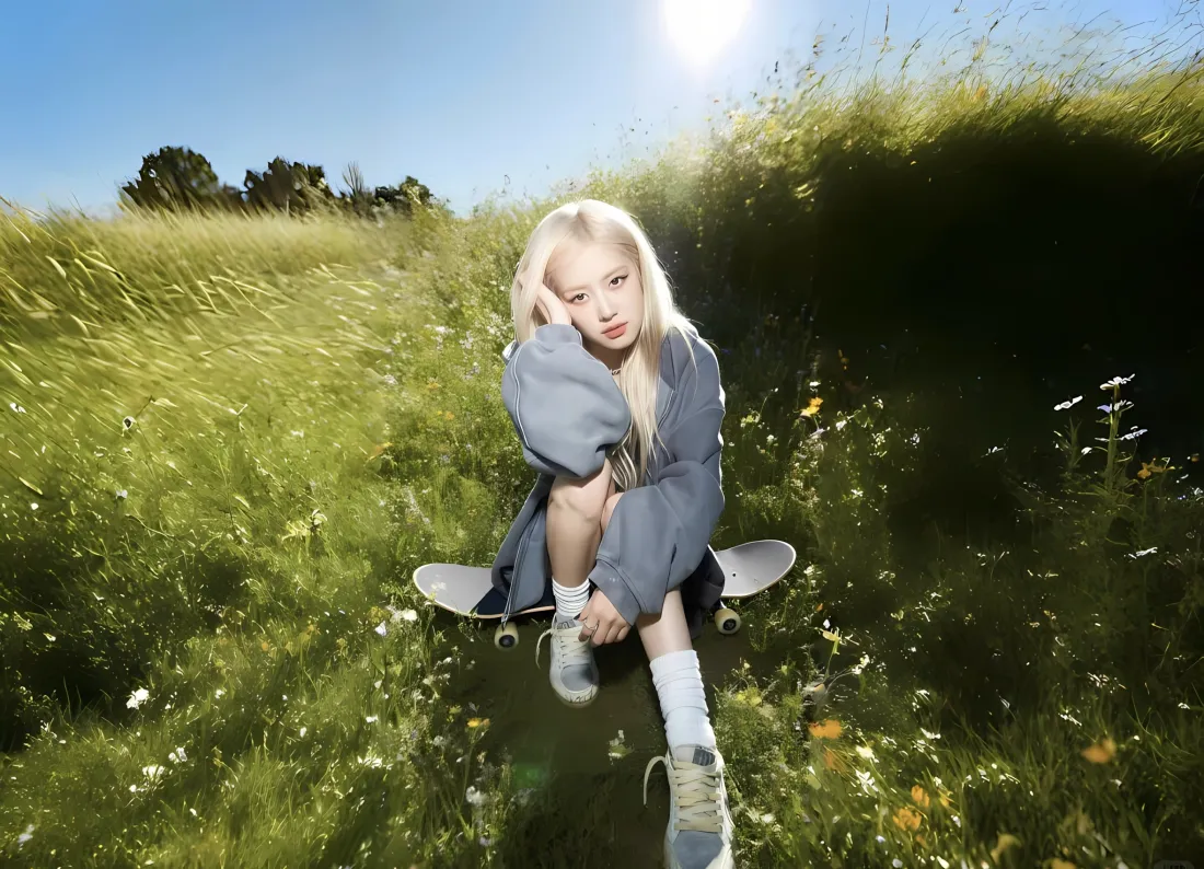 2k朴彩英壁纸｜草地野花背景 - 休闲穿搭「哲风壁纸」