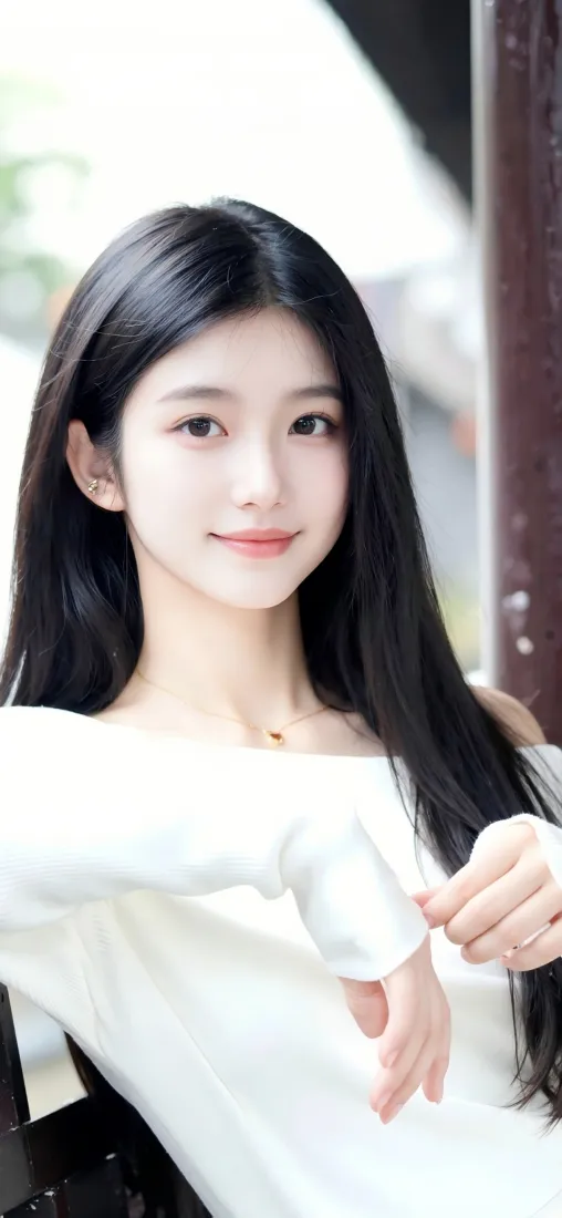 清纯白衣美女手机壁纸｜亭子背景 - 清新「哲风壁纸」