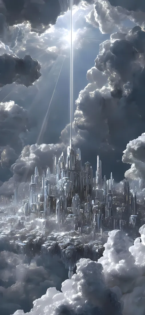 奇幻城堡手机壁纸｜云朵背景图 - 冰雕建筑「哲风壁纸」