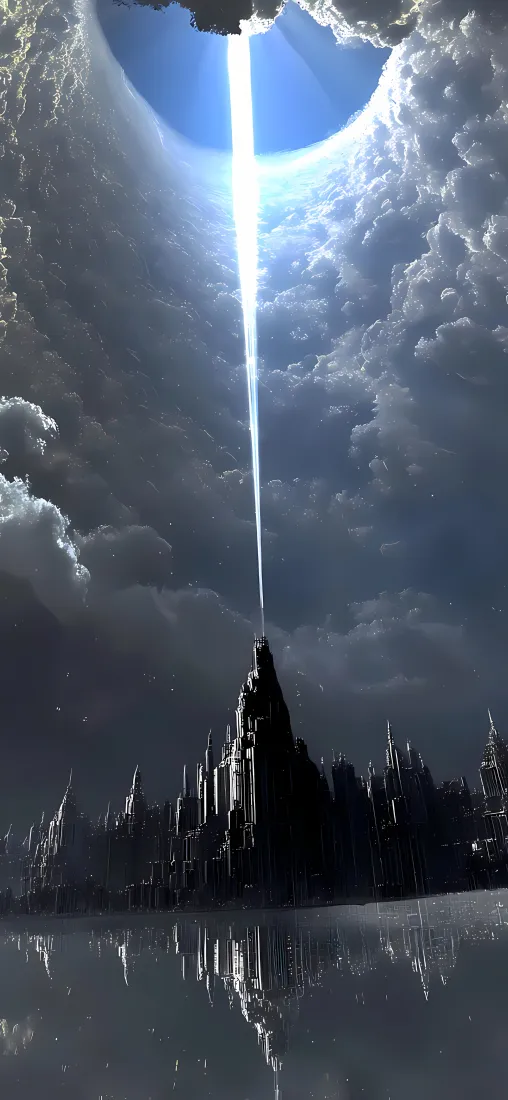 城堡光境云城手机壁纸｜光束云层 - 奇幻倒影「哲风壁纸」