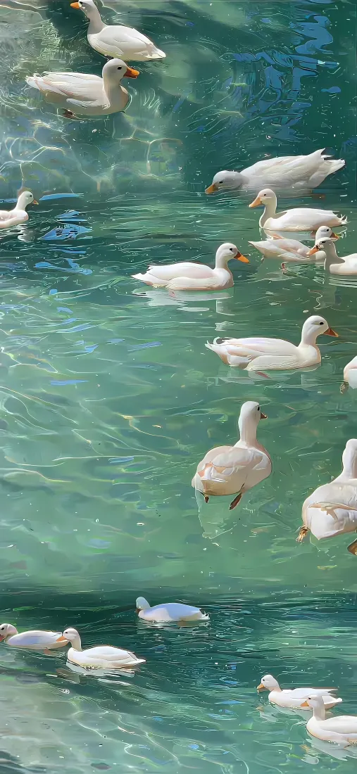 鸭子碧水手机壁纸｜自然风景 - 清澈水面「哲风壁纸」